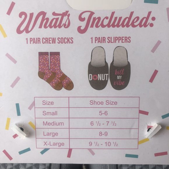 DoNut Kill My Vibe Ladies House Slippers & Socks Set - Size 8-9 Large - Picture 7 of 7